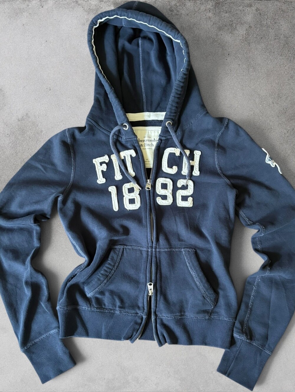 Vintage Y2K Abercrombie & Fitch Full Zip Hoodie Womens Size Medium 1892 Navy